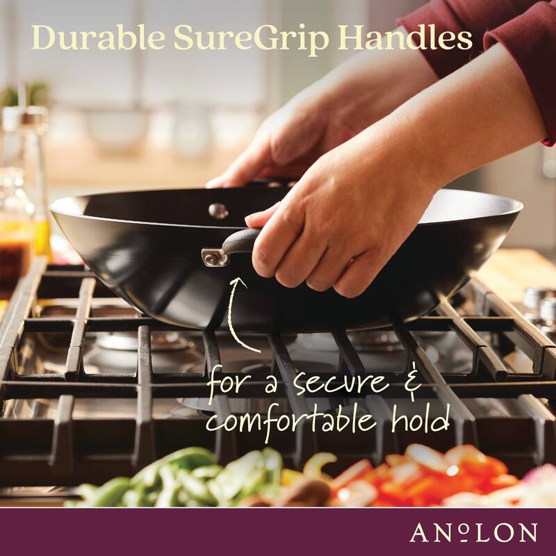 Advanced Home Nonstick Open Stock Cookware 14-Inch Covered Wok, Onyx