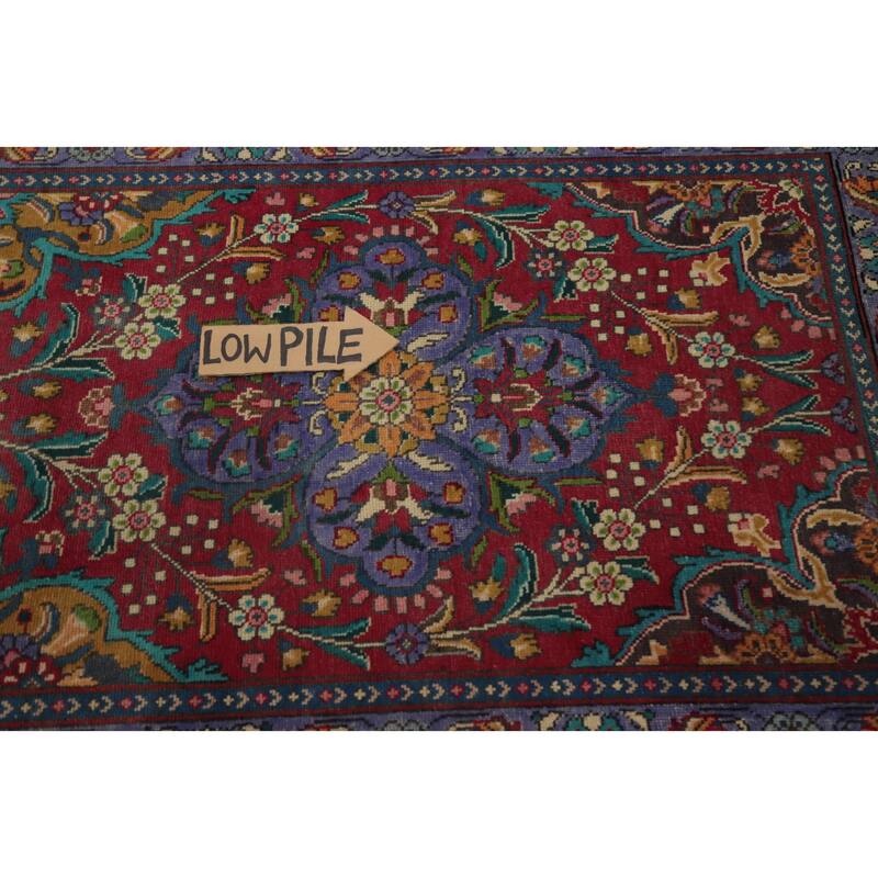 Hand Knotted Oriental 100% Wool Carpet Traditional Floral Red Tabriz Runner Rug - 11' 1'' X 3' 1''