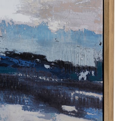 Waterside Canvas Wall Art with Gold Frame - Blue