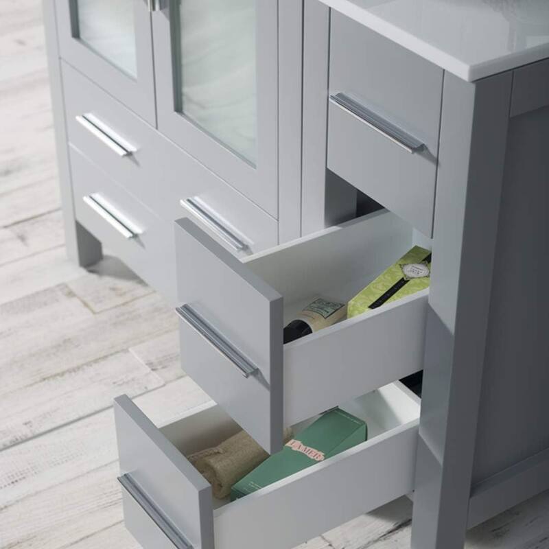 Blossom 42" Solid Wood Bathroom Vanity w/ Ceramic Sink & Side Cabinet