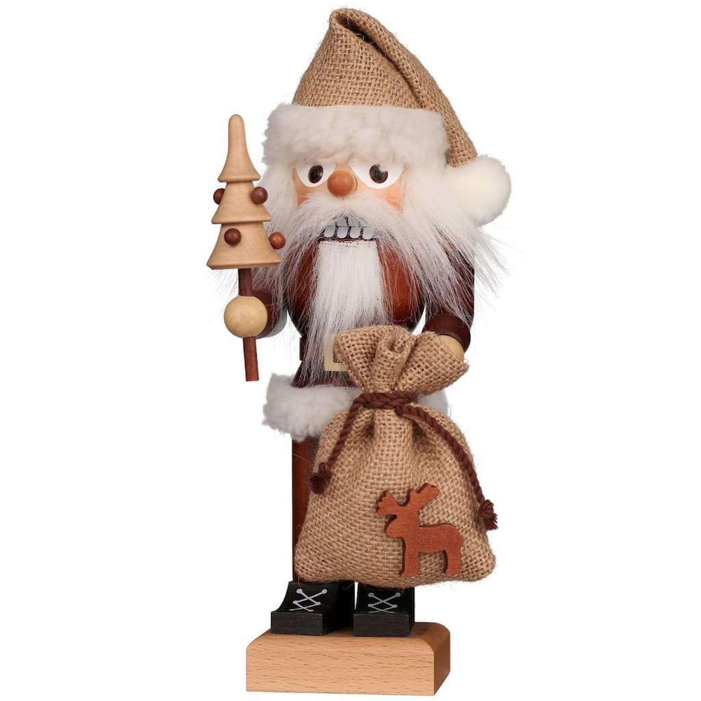 10" Brown White Christian Ulbricht Santa Natural Nutcracker Decoration
