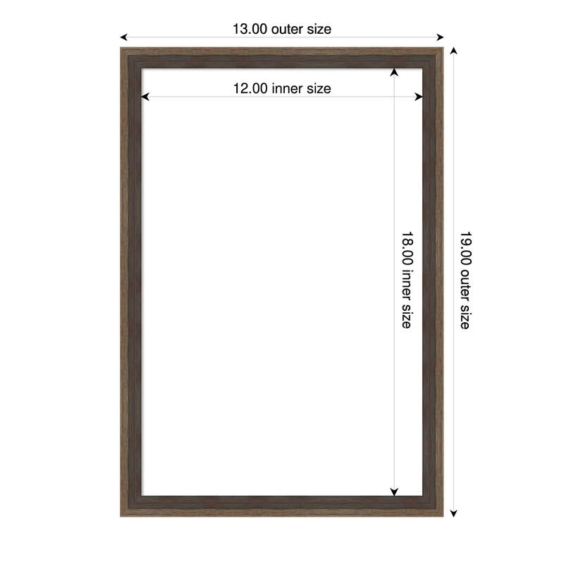Amanti Art Hardwood Wedge Mocha Framed Dry Erase Magnetic Board - 13 x 19 in - Hardwood Wedge Mocha