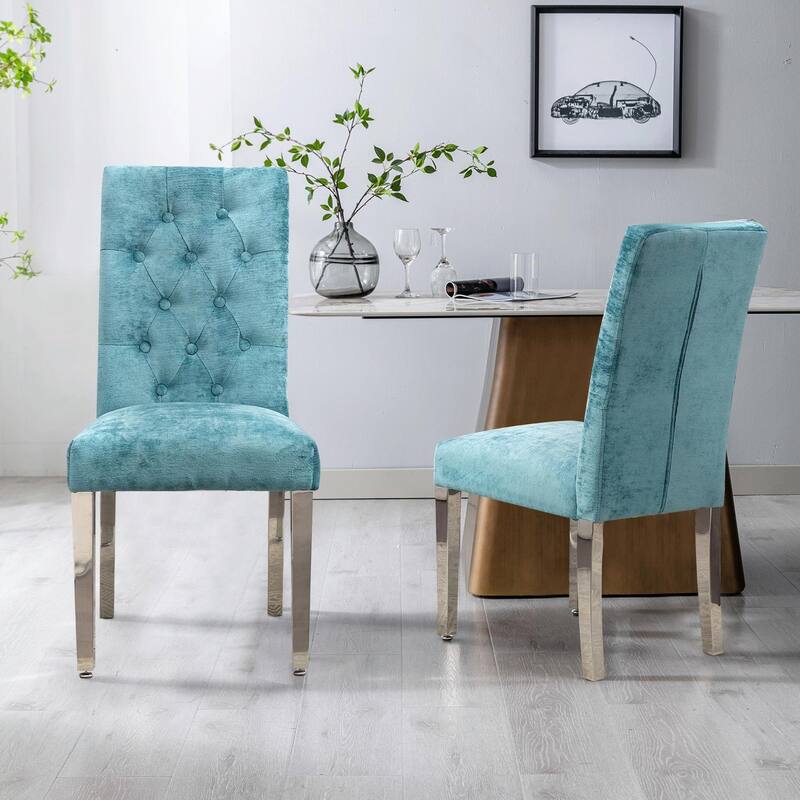 Luxury Chenille Dining Chairs - Ergonomic Design, Set of 2