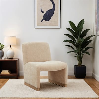 Comfy Accent Chair,Upholstered Slipper Chair,Armless Chair w/Wood Legs
