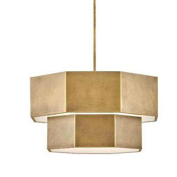 slide 1 of 1, Hinkley Lighting 46994 Facet 7 Light 23" Wide Waterfall Chandelier Heritage Brass