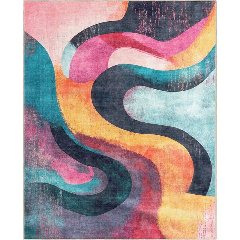 Well Woven Apollo Abstract Ondes Bold Modern Easy Clean Multi Area Rug