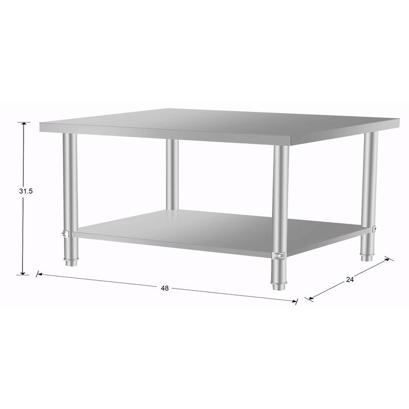 Stainless Steel Work Table - Commercial Table with Wheels & Shelf