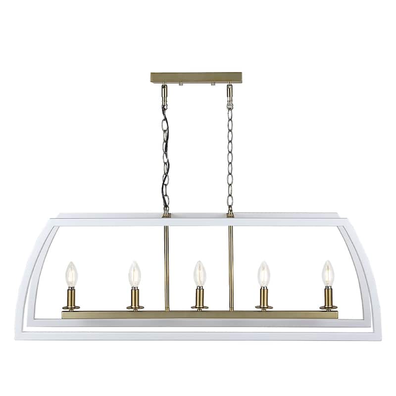 5 Light white and gold island chandelier