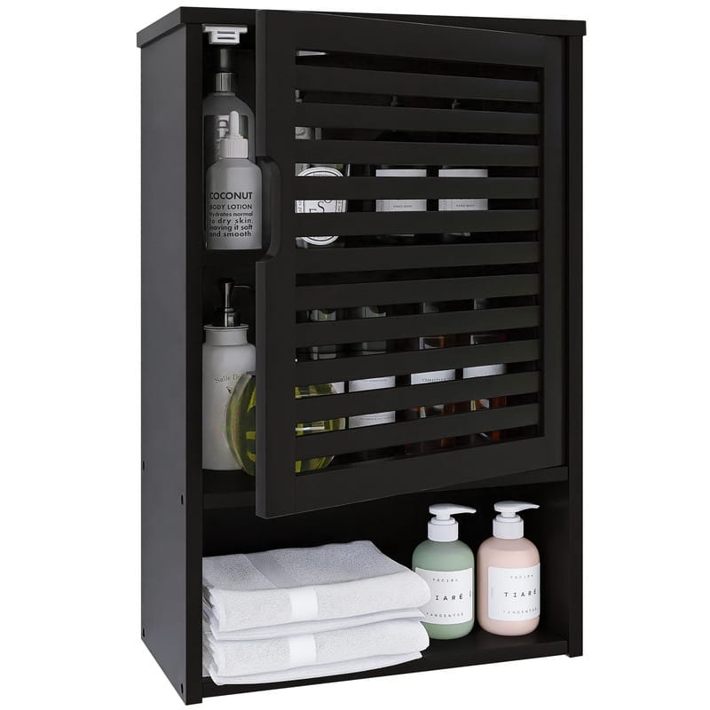 Bathroom Storage Cabinet Wall Mounted - 7.87"D x 15.75"W x 23.62"H - Black