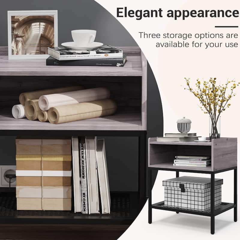 Nightstand Storage Shelf End Table 2-Tier Bedside Table