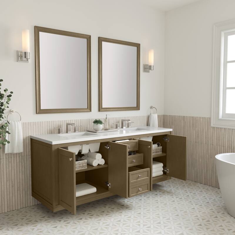 Chicago 72" Double Vanity, Walnut Whisper