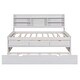 preview thumbnail 43 of 43, Full Size Wooden Captain Bed with Built-in Bookshelves, 3-Storage Drawers, and Trundle, Light Grey, Classic Style Bed Frame