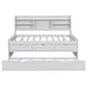 preview thumbnail 28 of 43, Light Grey Full Size Wooden Captain Bed with Bookshelves, Drawers, and Trundle