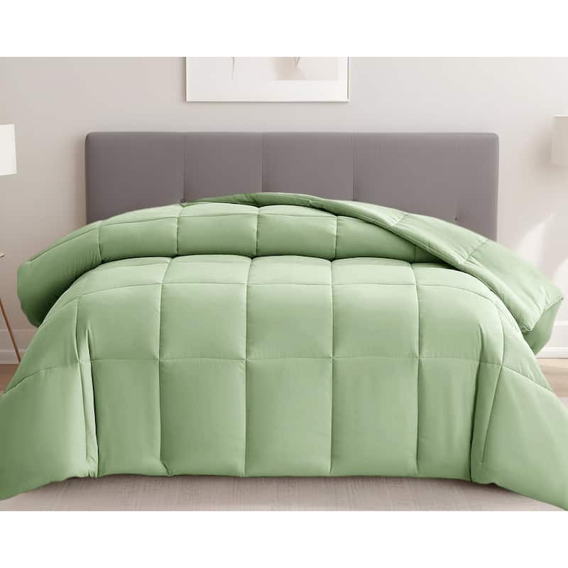 Sage King Box Stitch Microfiber Down Alternative Comforter - Sage - King