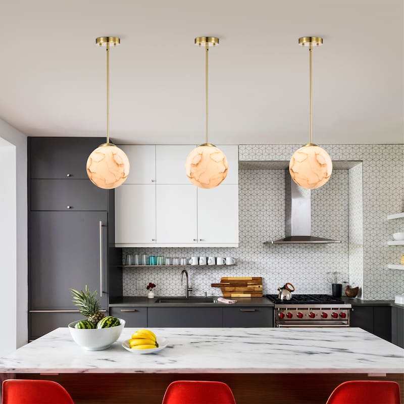 Baxter Marbled Glass Globe Pendant Ceiling Light in 8-inch or 11-inch Shade