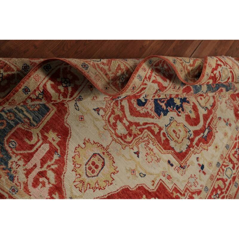 Vegetable Dye Heriz Serapi Oriental Rug Handmade Wool Carpet - 4'11"x 6'9"