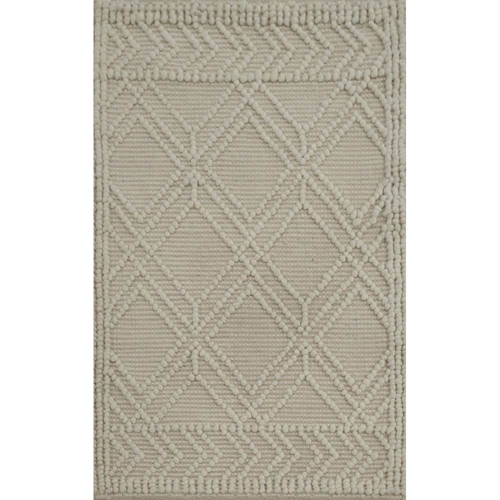 Hand Knotted Oriental 100% Wool Carpet Modern Geometric Beige & Ivories Modern Gotti Design Area Rug - 3' 6'' X 2' 1''
