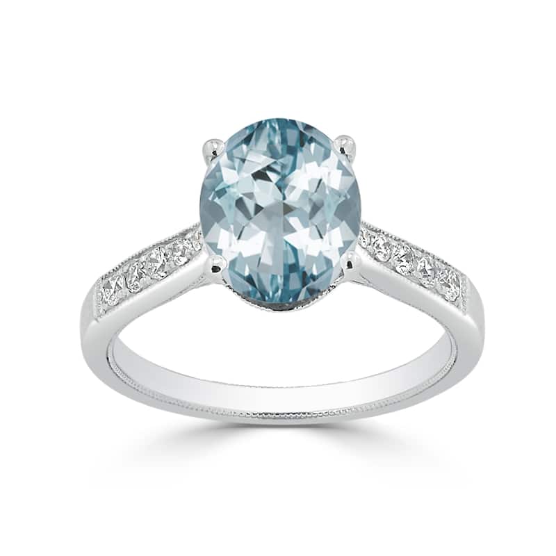 Auriya 1 3/4ct Fancy Oval Aquamarine and Diamond Engagement Ring 1/4ctw 14k Gold