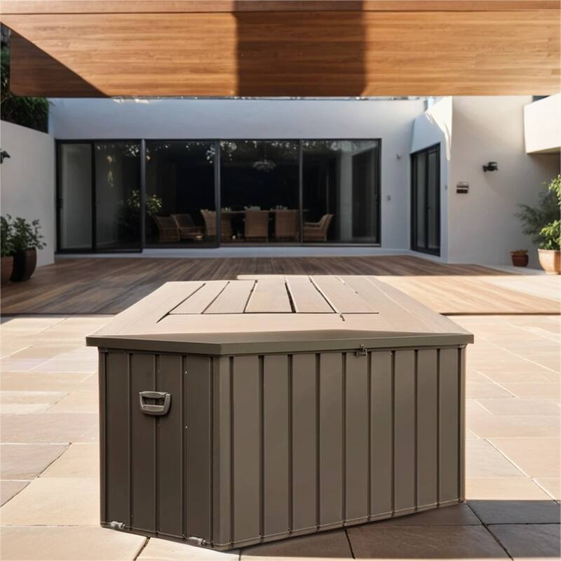 Outdoor Waterproof Storage Deck Box with Handles and Mobility Rollers