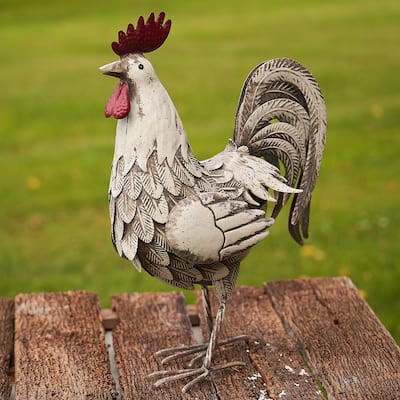 White and Black Iron Rooster