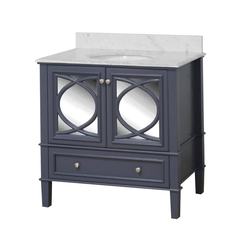 KitchenBathCollection Olivia 36" Bathroom Vanity with Carrara Marble Top
