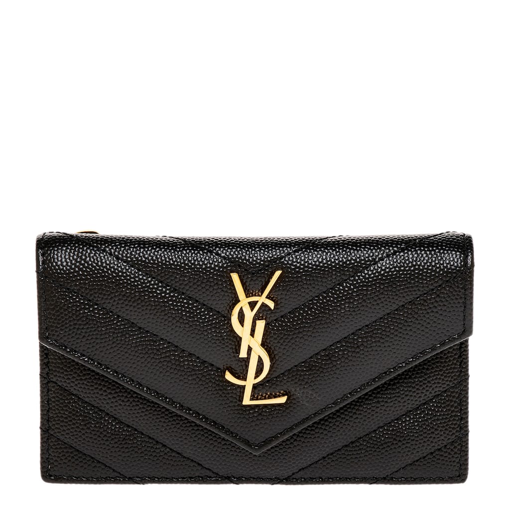 Saint Laurent Fragments Flap Cardcase in Grain de Poudre Leather