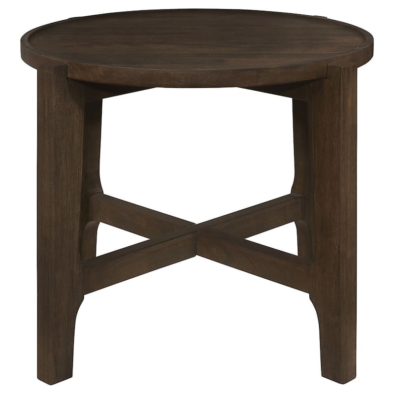 26.25 in. Brown Round Wood End Table, Sturdy Build End Side Table for Living Rooms