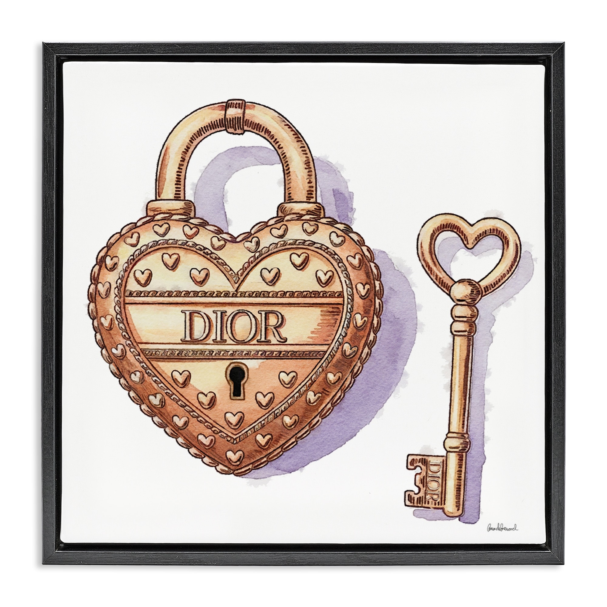 Stupell Glam Lock and Key Framed Floater Canvas Wall Art Design By Amanda Greenwood