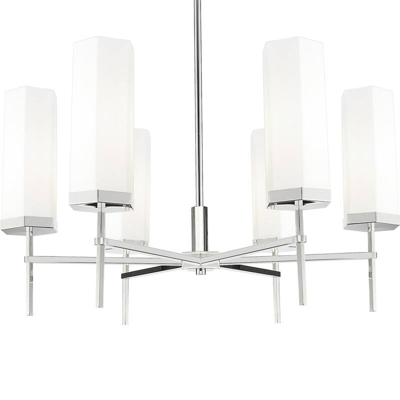 Innovations Lighting 463-6CR-15-32 Blakeley Chandelier Blakeley 6 - Polished Nickel / Matte White