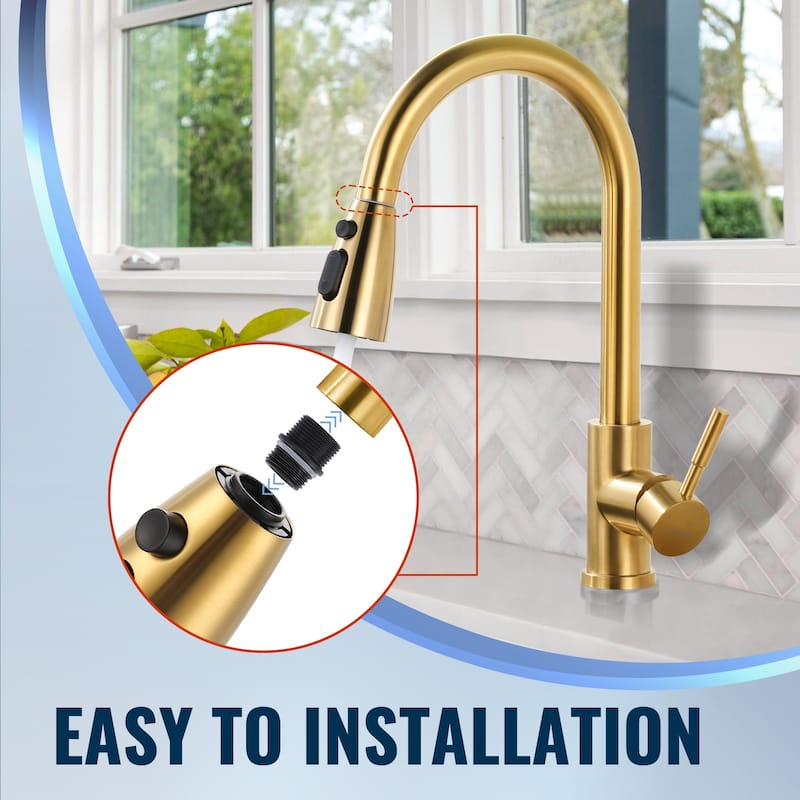 WOWOW Modern Kitchen Faucets Head with 3-Spray Modes and 9 Adapters