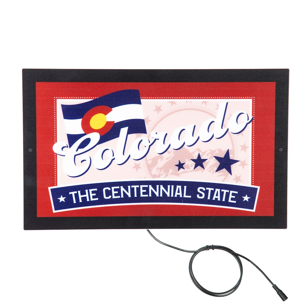 18 in. x 11 in. Colorado State Flag Plug-in LED Lighted Wall Décor