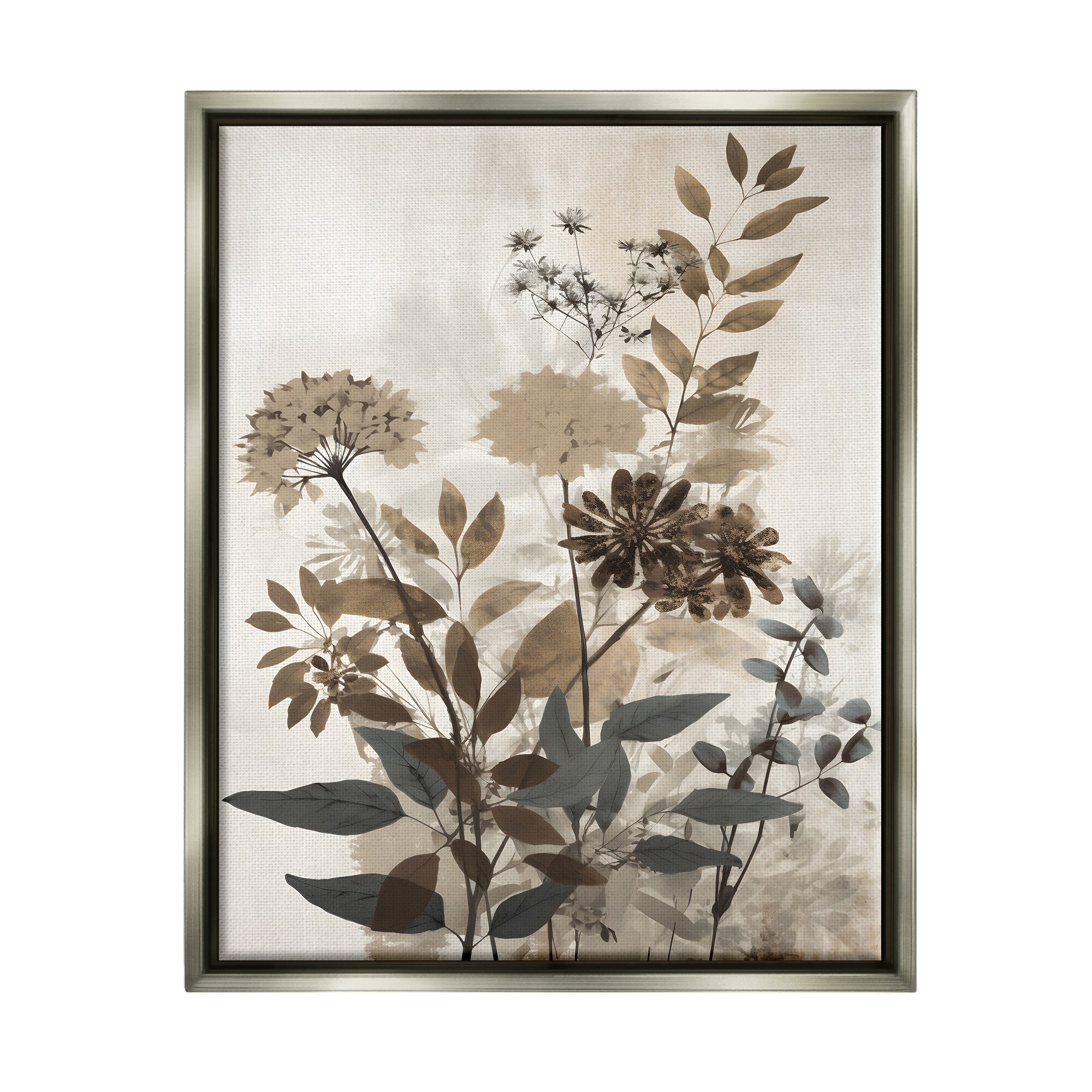 Stupell Rustic Wild Foliage Framed Floater Canvas Wall Art Design by Petals Prints Design