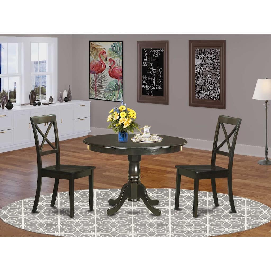 HomeStock 3-Pc Cappuccino Solid Wood Top - Dining Room Set - Seats 4