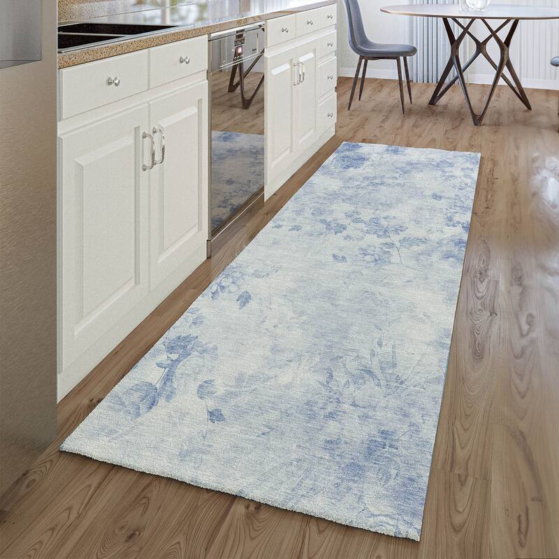 Premium Washable Super Soft Modern Floral Mayfield Rug - Sky - 2' 3" x 7' 6" - Runner