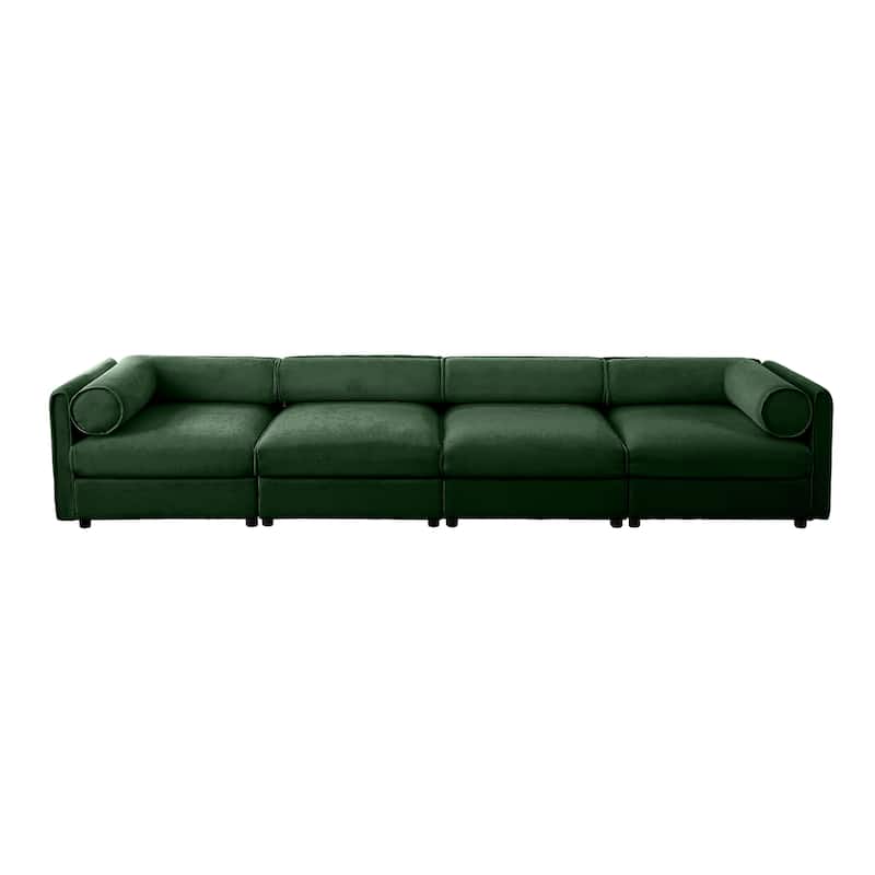 Modern 4 Deep Seat Modular Sofa with Storage, Cylindrical Backrest & Armrests