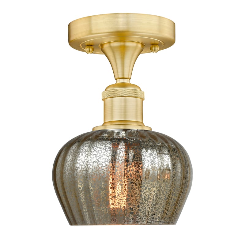 Innovations Lighting Fenton - 1 Light 7" Semi-Flush Mount - Mercury/Satin Gold