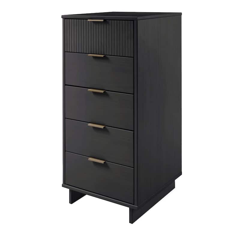 Manhattan Comfort 3-Piece Granville Modern Solid Wood Narrow Chest Dresser Nightstand Set.