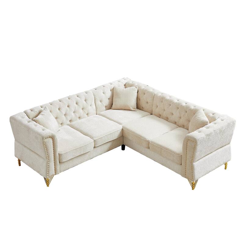 81.5'' Chenille L-Shaped 5-Seat Sectional Sofa with 3 Cushions, Stylish Corner Couch for Living Room or Bedroom
