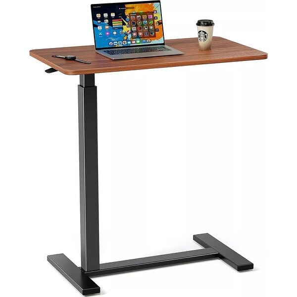Snake River Decor Overbed Bedside Desk Table with Wheels Adjustable Standing Rust 15 x 27 x 43 Brown