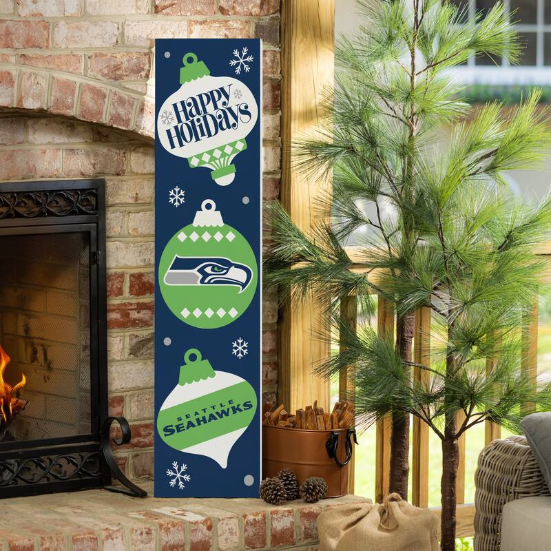 47" Double Sided Seasonal Porch Leaner, Seattle Seahawks - 47" x 11.25" - Christmas