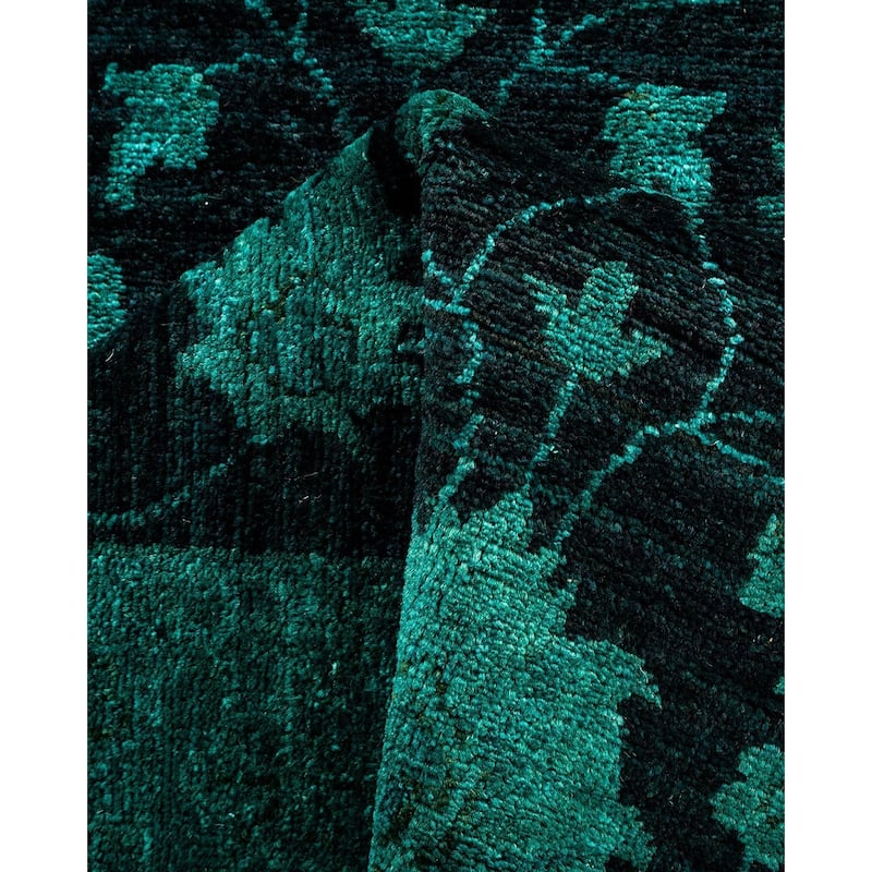 Overton Hand Knotted Wool Vintage Inspired Modern Contemporary Overdyed Black Runner Rug - 2' 8" x 19' 7"