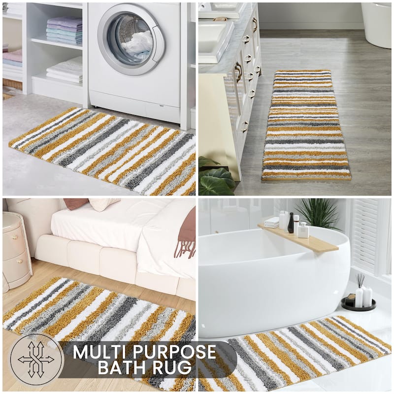 Better Trends Bath Rug 100% Polyester Super Absorbent Anti-Skid TPR Backing Bathroom Rug For Shower,Sink Mats Griffie Collection
