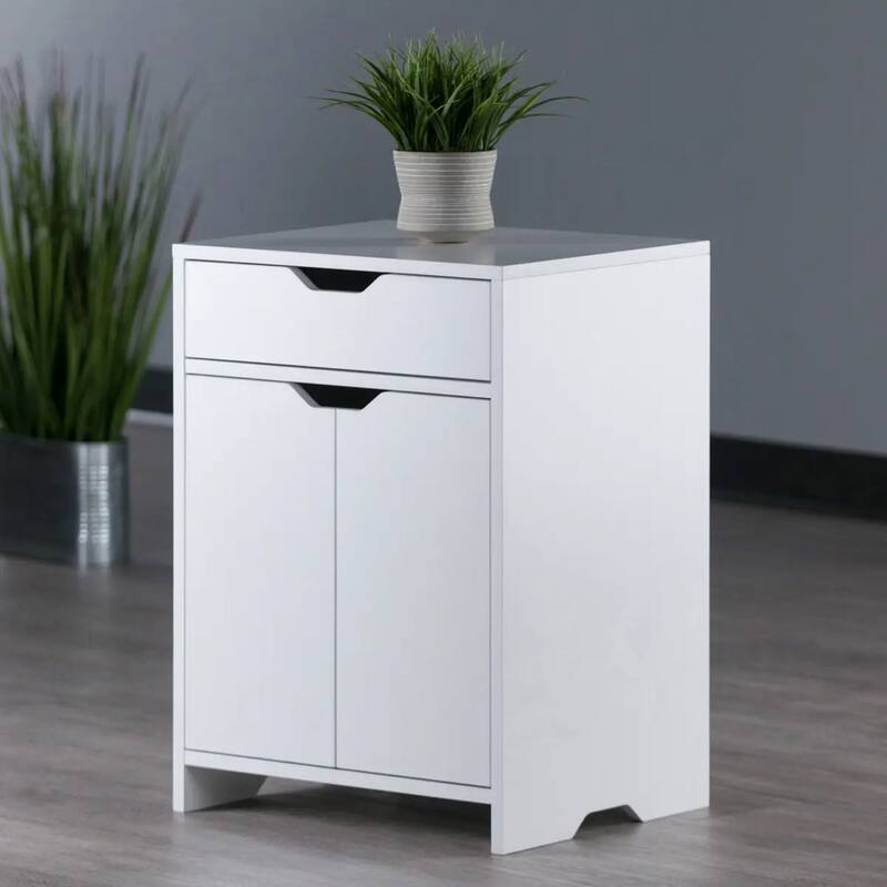 Two Shelf Storage Cabinet with Drawer - 26.25" - White