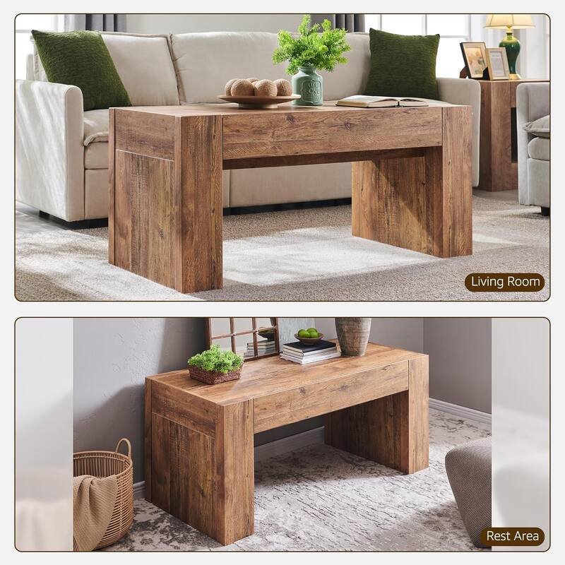 Modern Coffee Table, Wooden Living Room Table w/ Hidden Storage Drawer