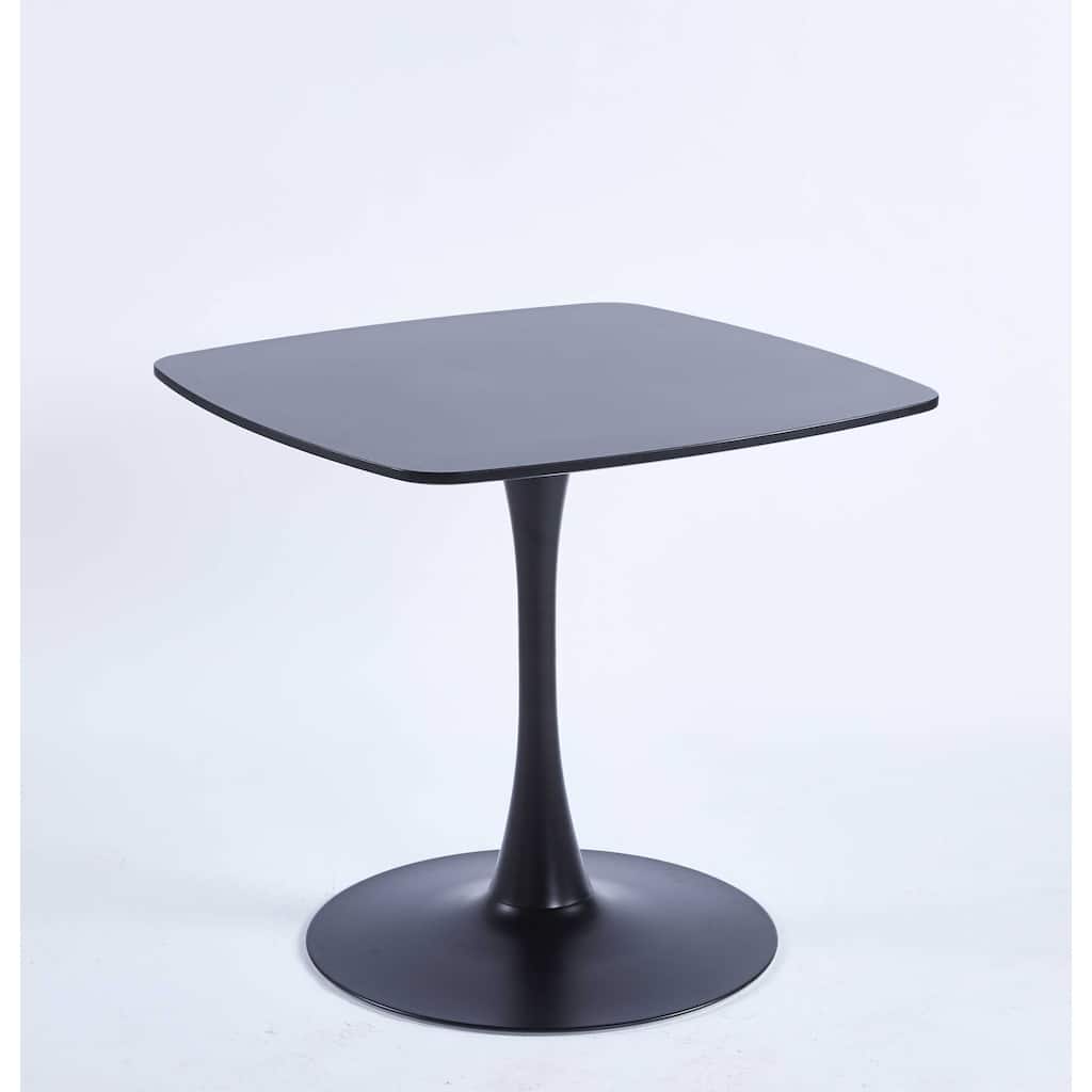 GDFStudio - Vantage Mid-Century Modern Contemporary 31.5" Pedestal Tulip Dining Table with Square Round Edge Top - 31.49"L
