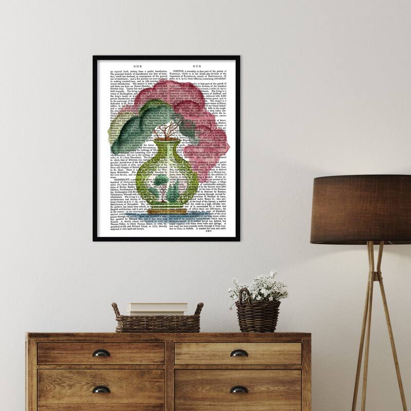 Pink Green Vase No. 3 by Fab Funky Wood Framed Wall Art Print