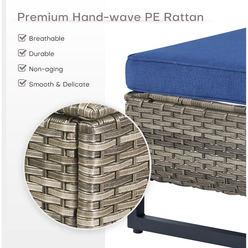 Gymojoy Outdoor Rattan Wicker Ottoman Seat