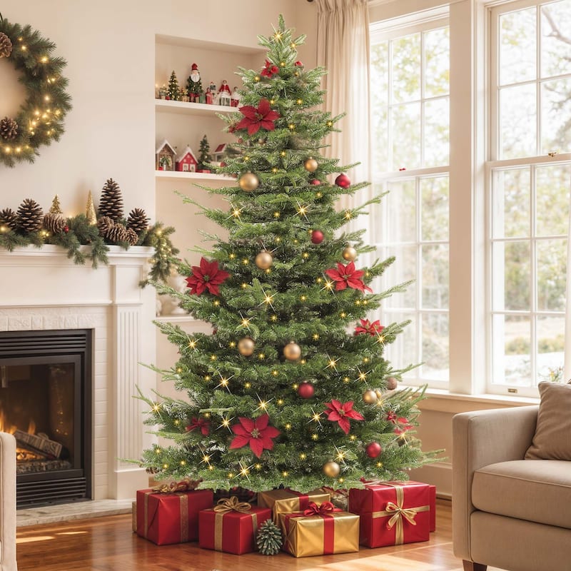 Layered Pre-Lit Fir Christmas Tree with Multi-Mode Lights