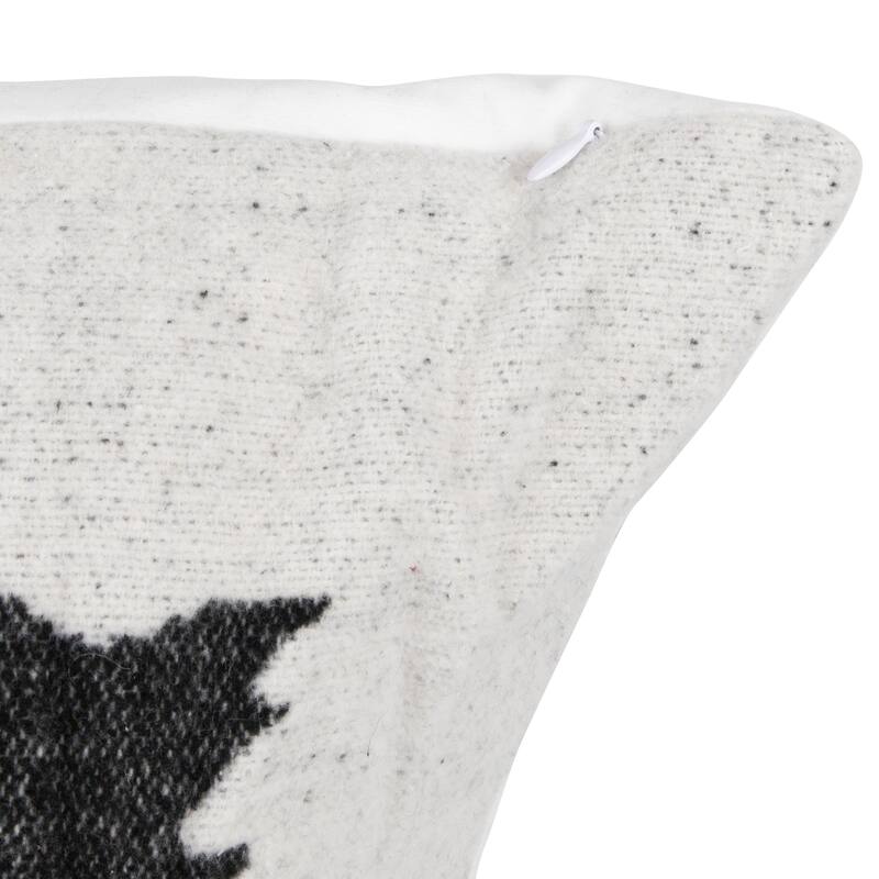 17" White and Black Forest Trees Worsted Christmas Square Throw Pillow