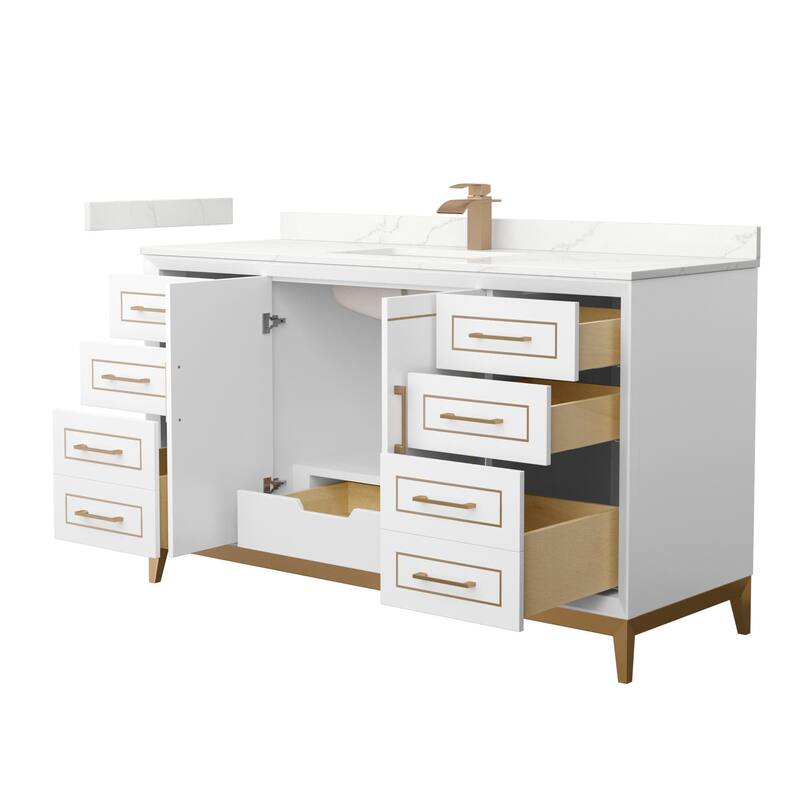 Wyndham Collection WCH515160S-QTZ-UNSMXX Marlena 60" Free Standing